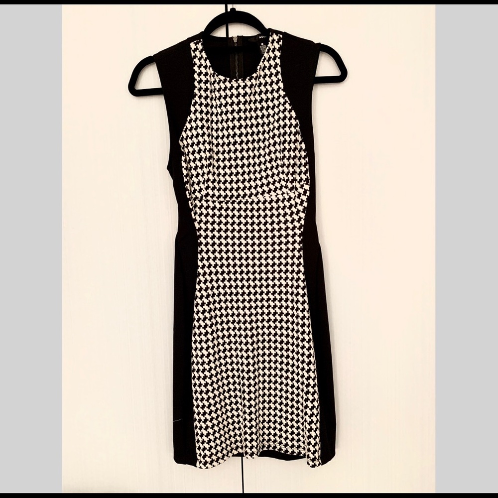Aqua black and white knee length dress